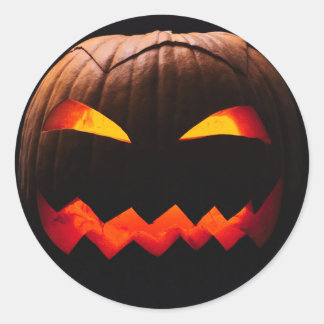 Pumpkin Face Halloween Classic Round Sticker
