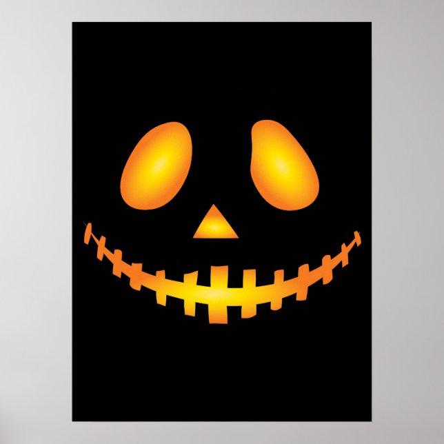 Pumpkin Face Halloween Jack O Lantern Spooky Poster (Front)
