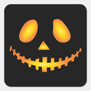 Pumpkin Face Halloween Jack O Lantern Spooky Square Sticker