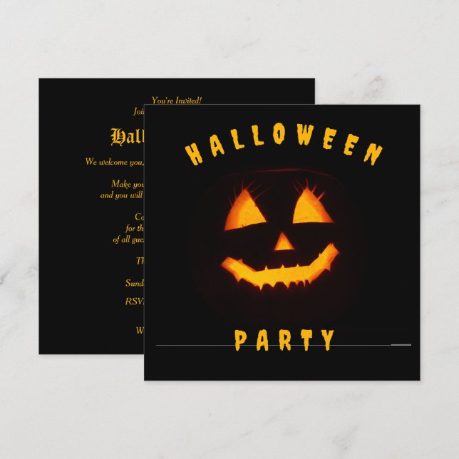 Pumpkin Face Halloween Party Invitation (Front/Back)