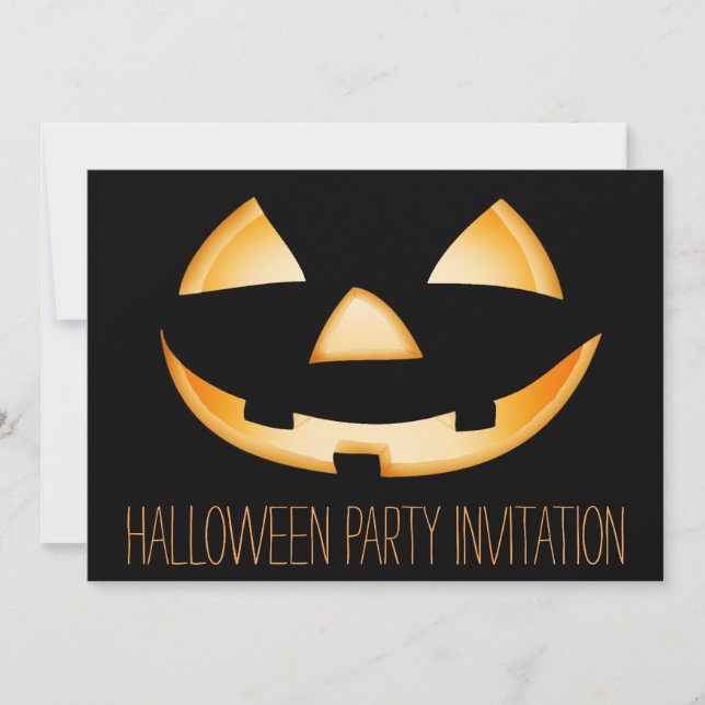 Pumpkin Face Halloween Party Invitation Card (Front)