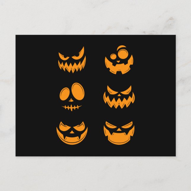 Pumpkin Face Halloween Trick Or Treat Horror Gift Postcard (Front)