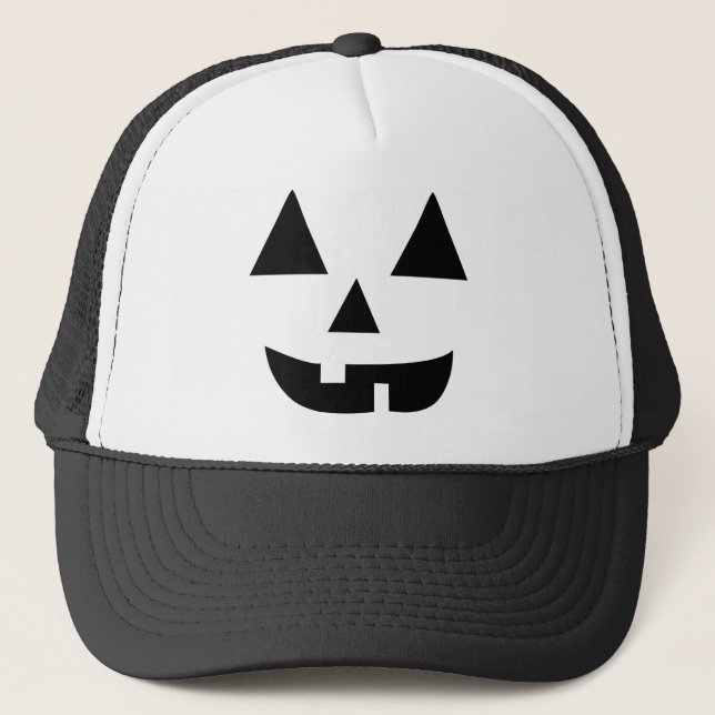 Pumpkin Face Halloween Trucker Hat (Front)