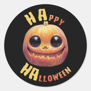 Pumpkin Face Happy Halloween Classic Round Sticker