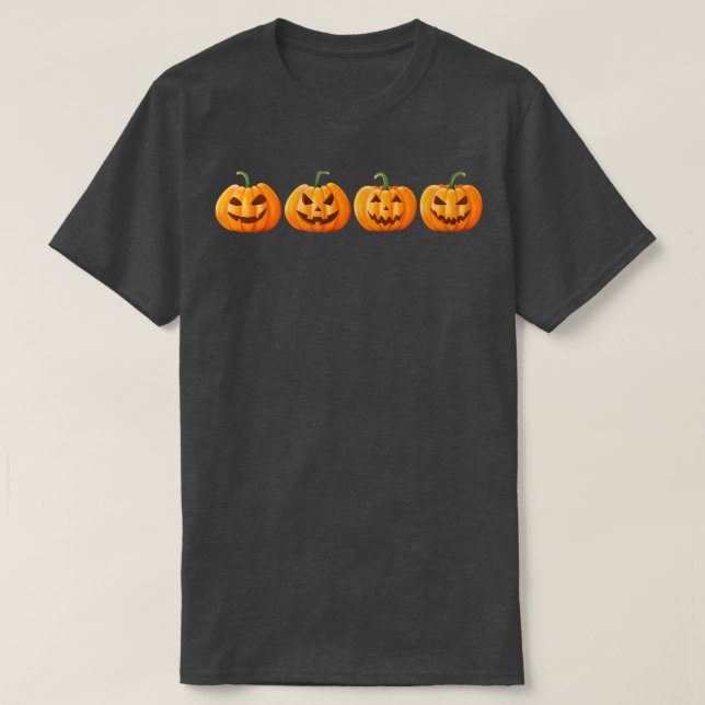 Pumpkin Face Jack O' Lantern Halloween Fall Thanks T-Shirt (Design Front)