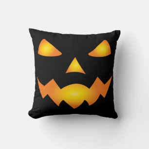 Pumpkin Face Jack O Lantern Halloween Spooky Cushion
