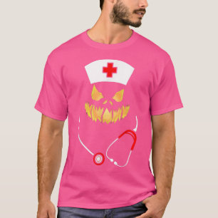 Pumpkin Face Nurse Jackolantern Costume Halloween  T-Shirt