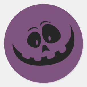 Pumpkin Face Purple Halloween Classic Round Sticker