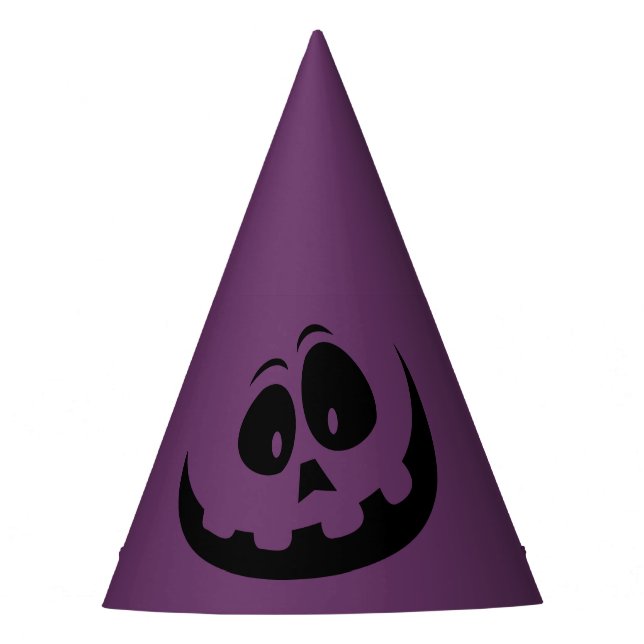 Pumpkin Face Purple Halloween Party Hat (Front)