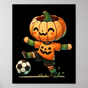 Pumpkin Face Soccer Halloween Costume Boys Kids To Poster