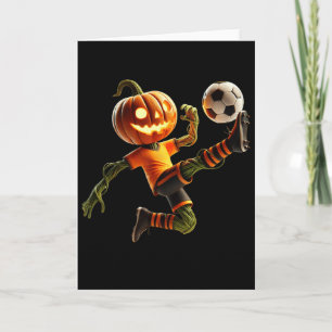 Pumpkin Face Soccer Halloween Costume Men Boys Kid Card