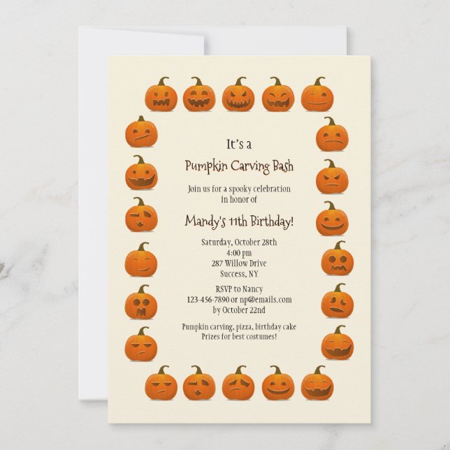 Pumpkin Faces Invitation (Front)