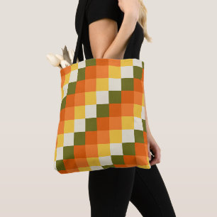 Pumpkin Fade Grid Tote Bag
