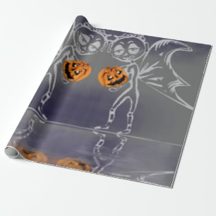 Pumpkin Fairies Have Fun On Halloween Wrapping Paper
