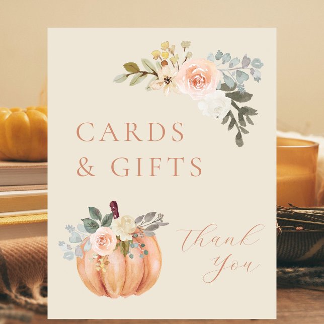 Pumpkin Fall 1st Birthday Cards and Gifts Table Pedestal Sign (Creator Uploaded)