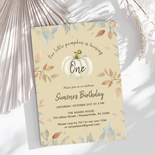 Pumpkin Fall 1st Birthday Invitation (Creator Uploaded)