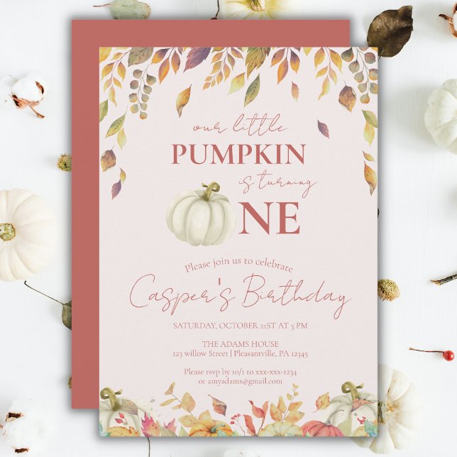 Pumpkin Fall 1st Birthday Invitation (Creator Uploaded)