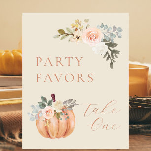 Pumpkin Fall 1st Birthday Party Favours Table Pedestal Sign