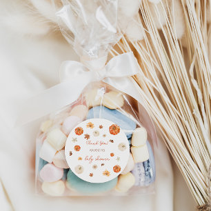 Pumpkin  Fall Autumn Baby Shower thank You Classic Round Sticker