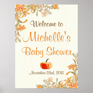 Pumpkin Fall Autumn Boho Baby Shower Welcome Sign