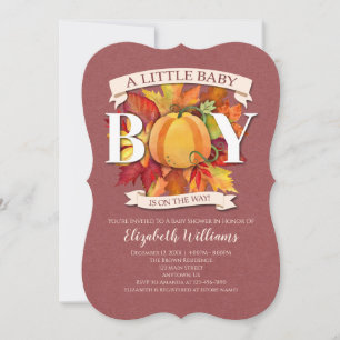 Pumpkin Fall Autumn Boy Baby Shower Invitation