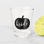 Pumpkin Fall Autumn Bride  Shot Glass<br><div class="desc">For the Fall Bride,  or Fall Bridal Shower! A shot glass can be used as a gift,  decors,  photo prop or more!</div>