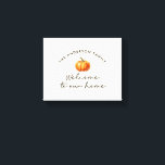 Pumpkin fall autumn welcome to our home decor<br><div class="desc">Welcome to our home modern script fall autumn pumpkin home decor personalised home decor personalised canvas art design.</div>