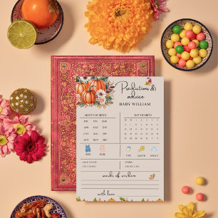 Pumpkin Fall Baby Predictions Advice Game Card