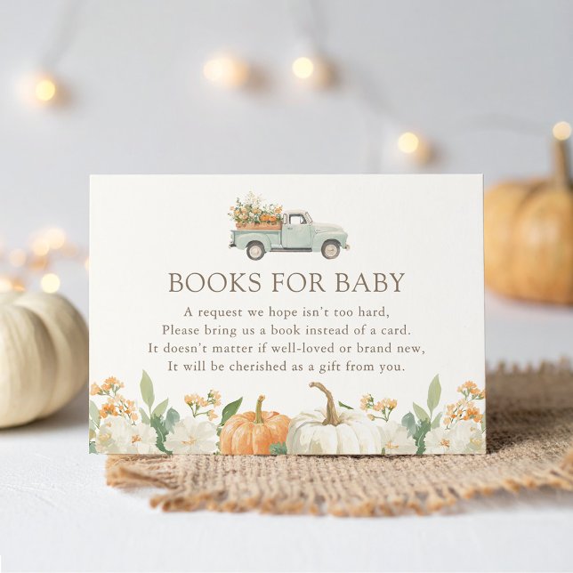 Pumpkin Fall Baby Shower Books for Baby Enclosure Card (Creator Uploaded)