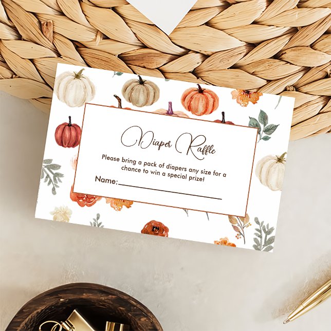 Pumpkin Fall Baby Shower Diaper Raffle Enclosure Card (Creator Uploaded)