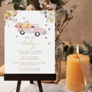 Pumpkin Fall Baby Shower Don't Say Baby Game Sign