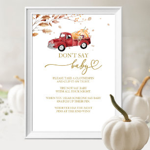Pumpkin Fall Baby Shower Don't Say Baby Game Sign