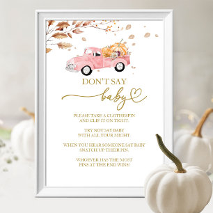 Pumpkin Fall Baby Shower Don't Say Baby Game Sign