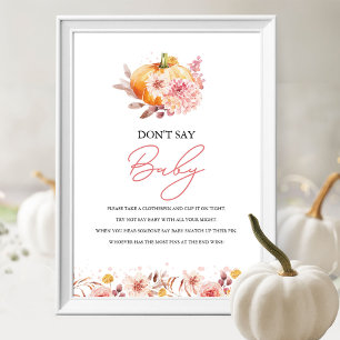 Pumpkin Fall Baby Shower Don't Say Baby Game Sign