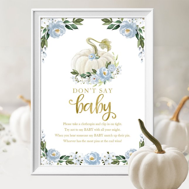 Pumpkin Fall Baby Shower Don't Say Baby Sign (Creator Uploaded)