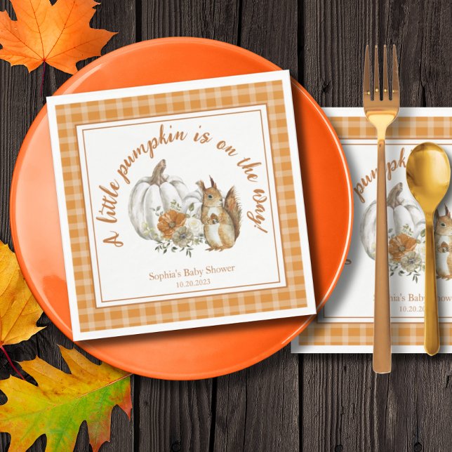 Pumpkin Fall Baby Shower, Gender Neutral Napkin (Creator Uploaded)