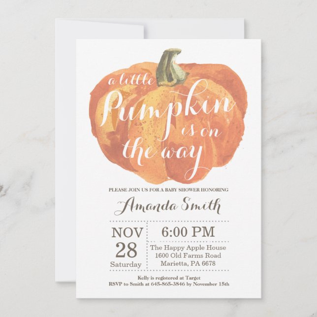 Pumpkin Fall Baby Shower Invitation (Front)