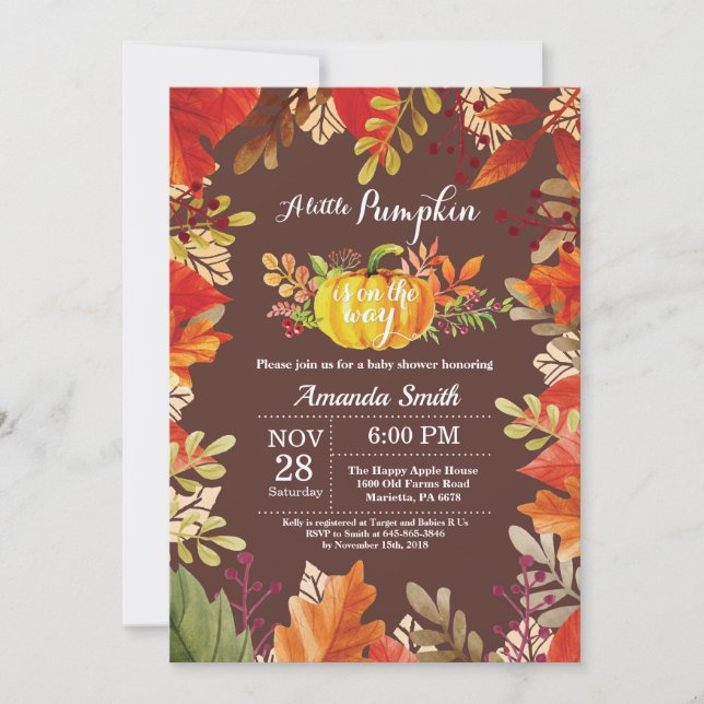 Pumpkin Fall Baby Shower Invitation (Front)