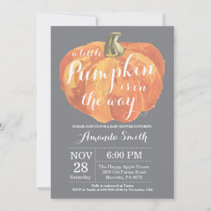 Pumpkin Fall Baby Shower Invitation Grey