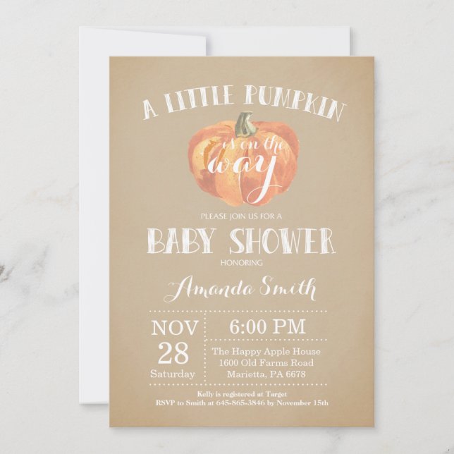 Pumpkin Fall Baby Shower Invitation Vintage (Front)