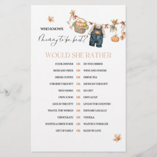 Pumpkin Fall Baby Shower Mommy Game