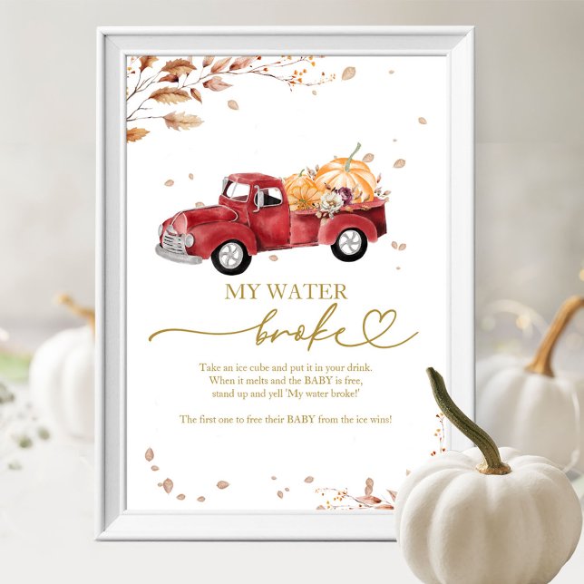 Pumpkin Fall Baby Shower My Water Broke Game Poster (Creator Uploaded)
