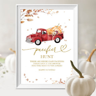 Pumpkin Fall Baby Shower Pacifier Hunt Sign