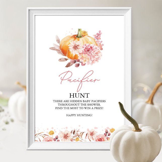 Pumpkin Fall Baby Shower Pacifier Hunt Sign (Creator Uploaded)