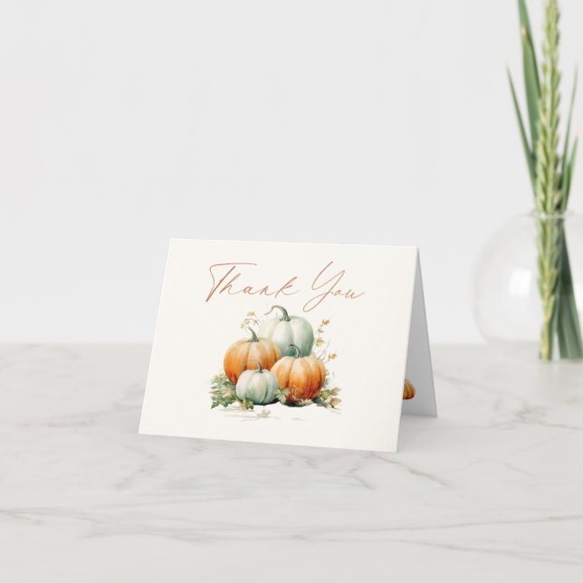 Pumpkin Fall Baby Shower Thank You Card (Front)