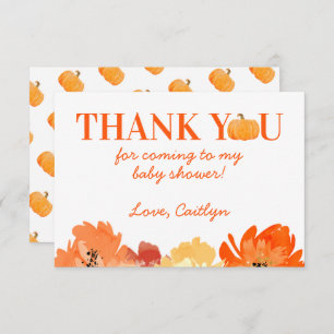 Pumpkin Fall Baby Shower Thank You Card