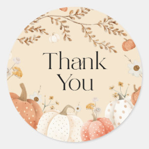 Pumpkin Fall Baby Shower Thank You  Classic Round Sticker