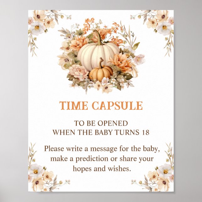 Pumpkin Fall Baby Shower Time Capsule Sign (Front)