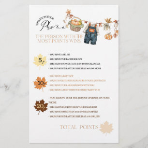 Pumpkin Fall Baby Shower What on Phone Game