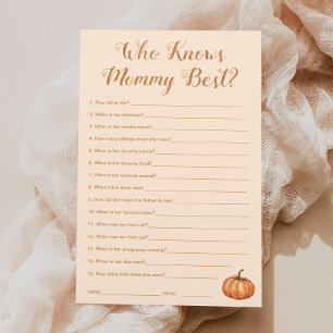 Pumpkin Fall Baby Shower Who Knows Mummy Best Game